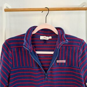 Vineyard Vines Women's Red and Blue Striped Hoodie